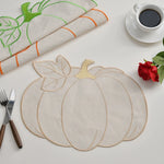 serviettes table automnales citrouille feuilles blanches oranges décoratives respectueuses l'environnement