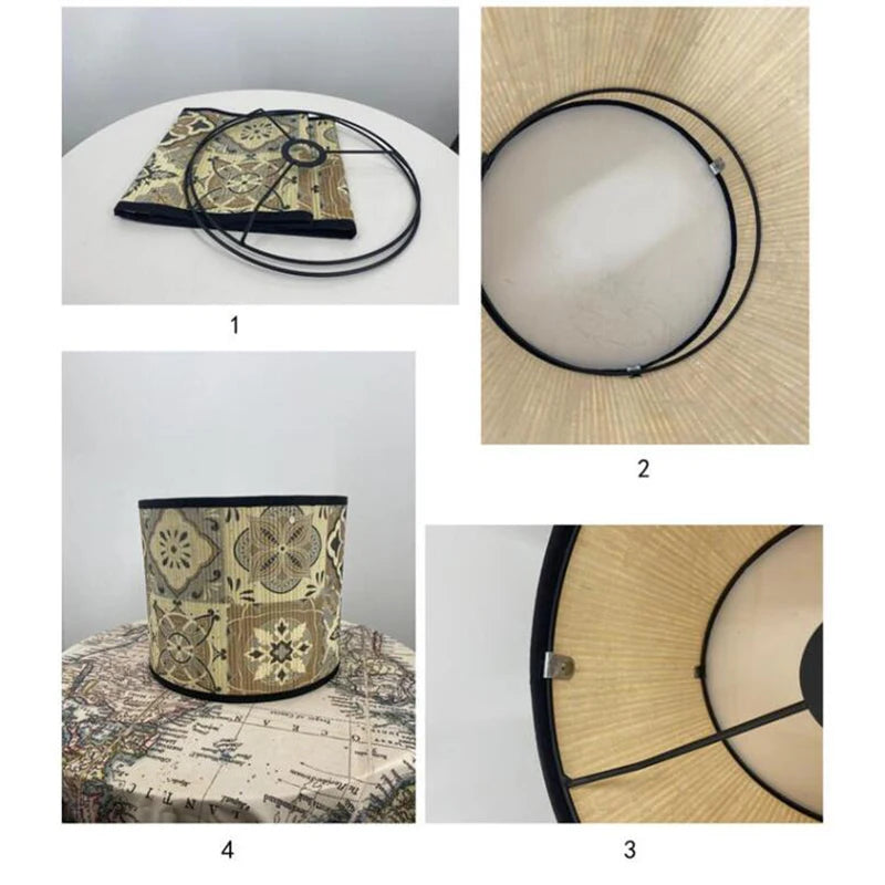 abat jour vintage bambou imprimé floral boho chic décoration maison art déco