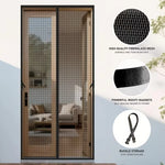 rideau porte magnétique maille fine antimosquitos noir moderne sans perçage resistant adhésif ventilé