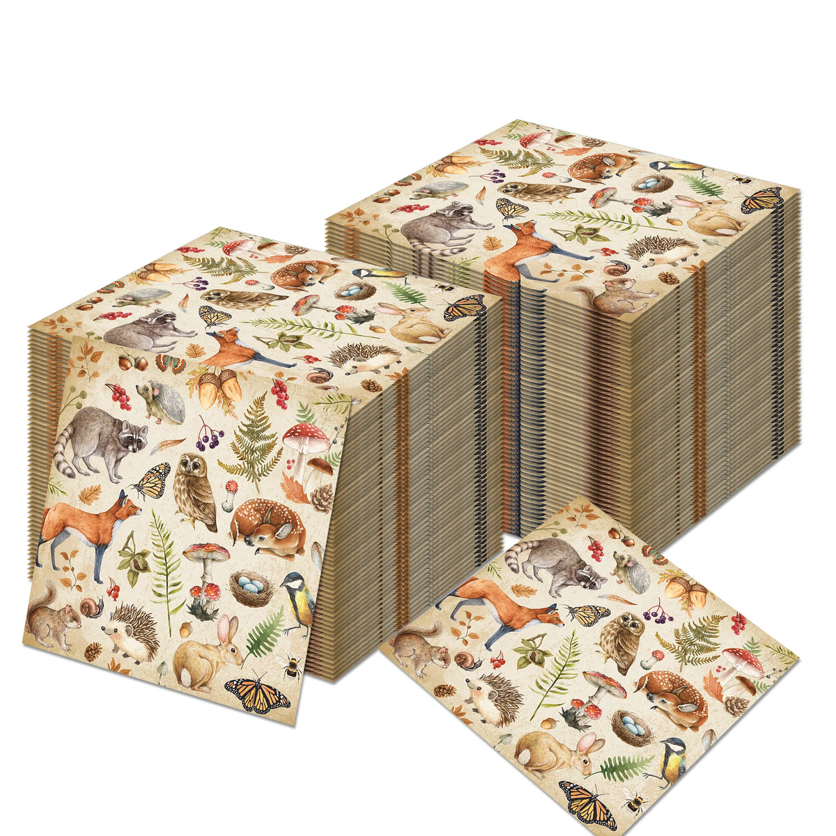 serviettes jetables animaux jungle feuilles papier festives anniversaire décoration verte naturelle illustrative
