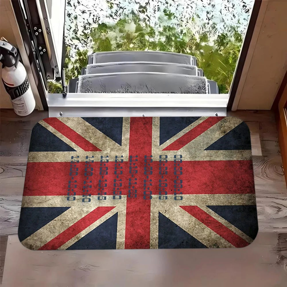 tapis sol rouge blanc bleu drapeau britannique texture grunge vintage antidérapant polyester
