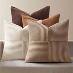coussins décoratifs rayés beige marron moderne 45x45cm polyester coton