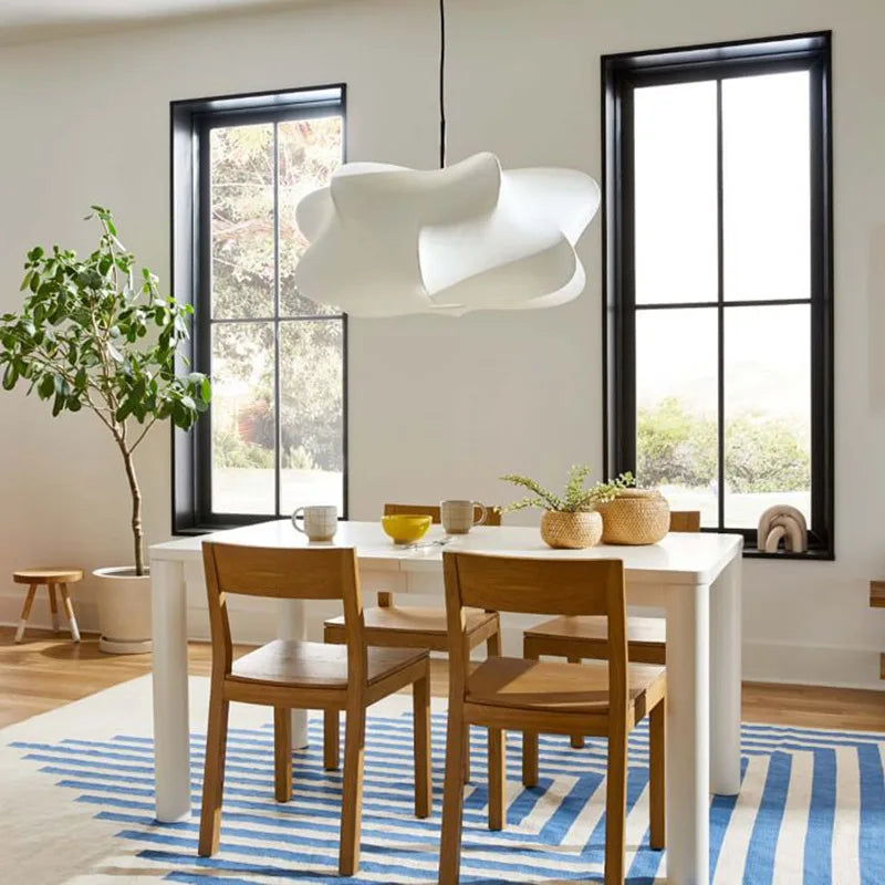 suspension soie blanche motif organique contemporaine luminaire chambre hall kitchen 40cm 50cm 60cm