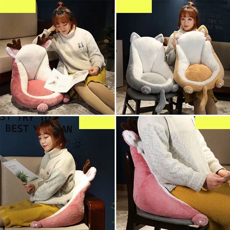 coussin chaise doux motif animal moderne oreilles pattes queue beige rose vert clair