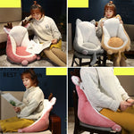 coussin chaise doux motif animal moderne oreilles pattes queue beige rose vert clair