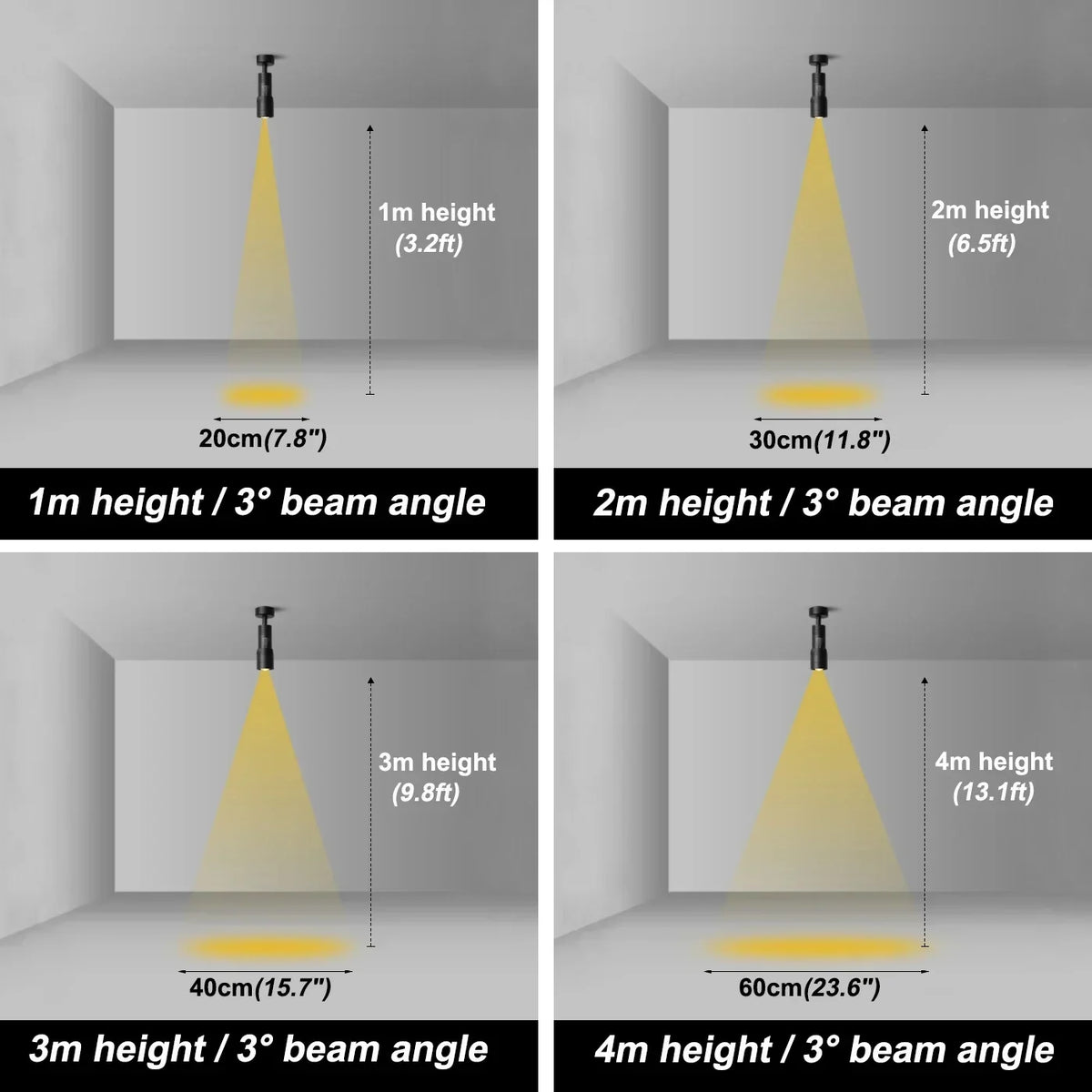 projecteur led spot aluminium moderne zoomable noir blanc réglable cuisine chambre