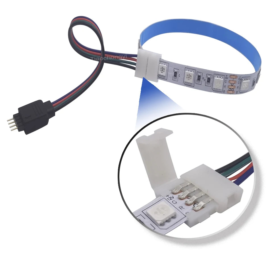 connecteur ruban led rgb noir blanc adhésif cables colorés moderne fonctionnel