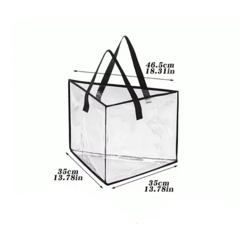 sac rangement transparent multi usages poignées noires vêtements moderne pratique