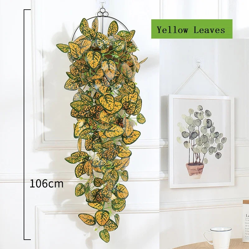 guirlande artificielle feuilles vertes moderne extérieur accrochable 100cm 66feuilles 25cm diameter