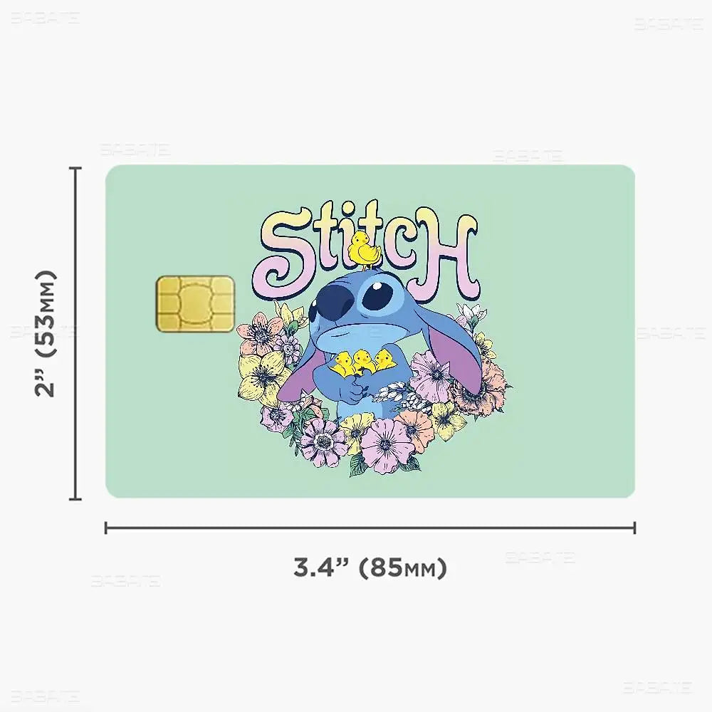 étiquettes carte bancaire stitch dessin animé mignon adhésif réutilisable waterproo
