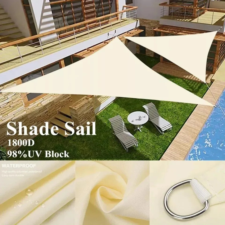 voile triangulaire beige clair moderne eyelets tension fixations 2x2m 3x3m 3.6x3.6m 5x5m