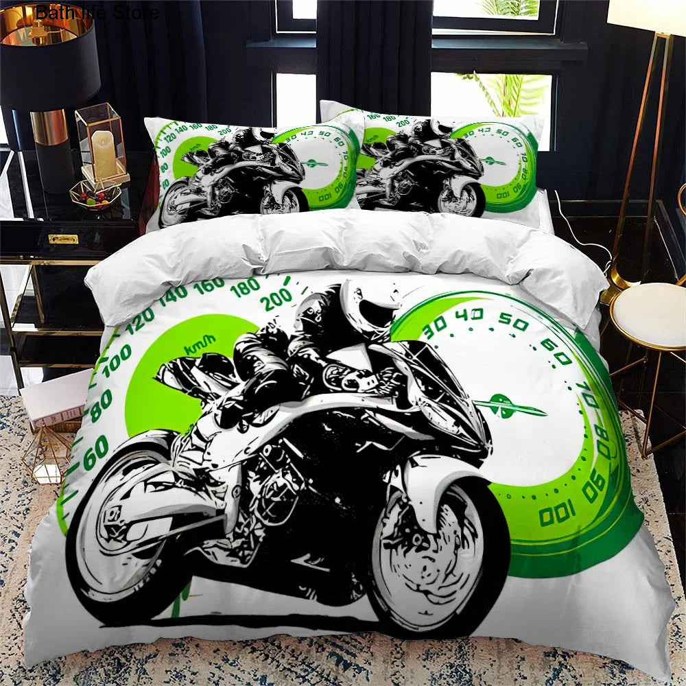 Chambre d'enfant décorée avec la housse de couette moto 190x90