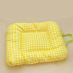 coussin animal carreaux jaune bleu vert rose moderne portable lavable ruban fixe