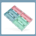 boîtes rangement électroniques vert rose bleu clips fermeture pratiques modernes
