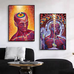 affiche abstraite anatomique moderne couleur rouge orange jaune bleu noir décoration murale artistique cadre