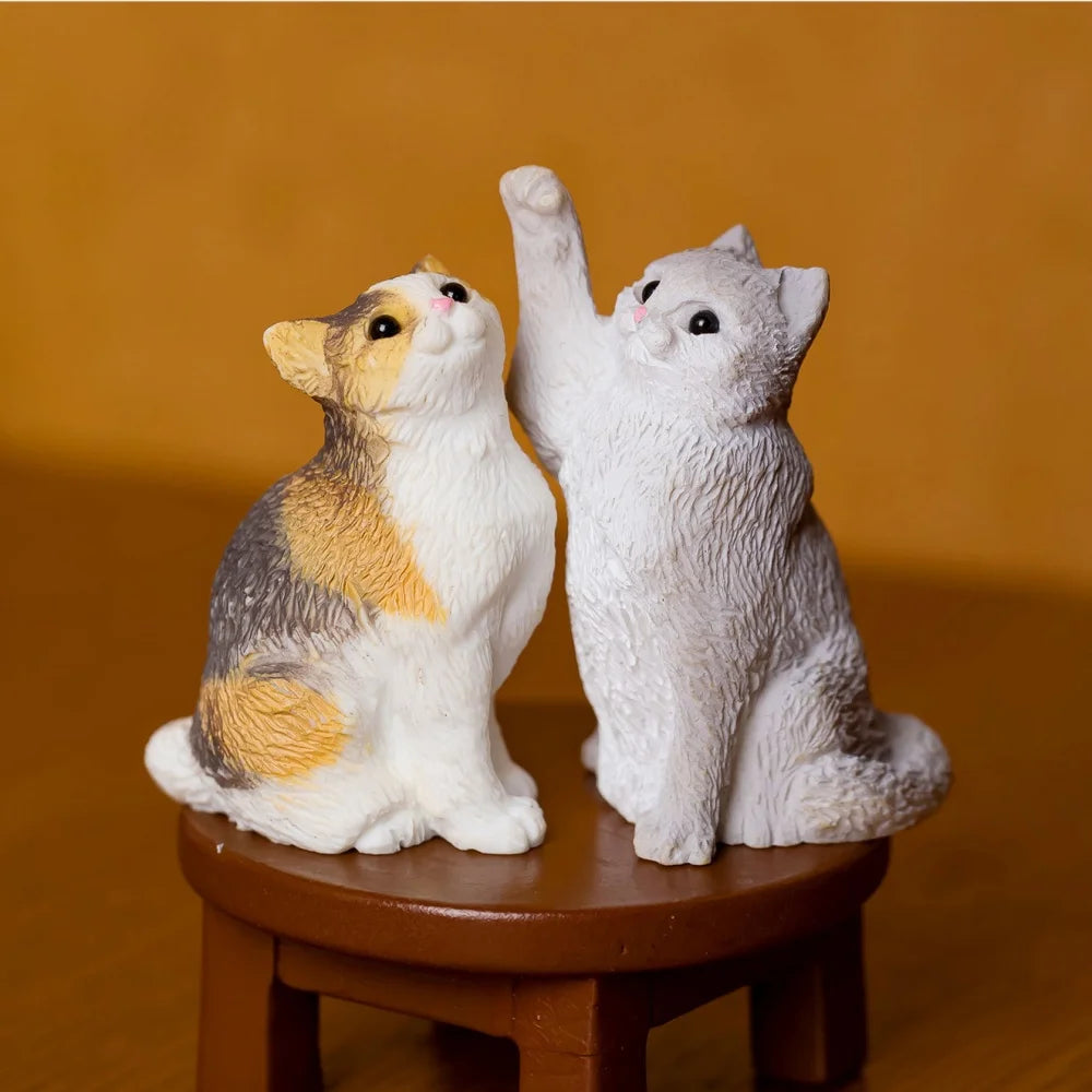 figurines chats miniatures réalistes mignonnes décoration jardin accessoires diy peintes résine