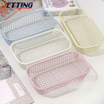 paniers rangement métal blanc rose bleu maille fine moderne papier pince ruban adhésif