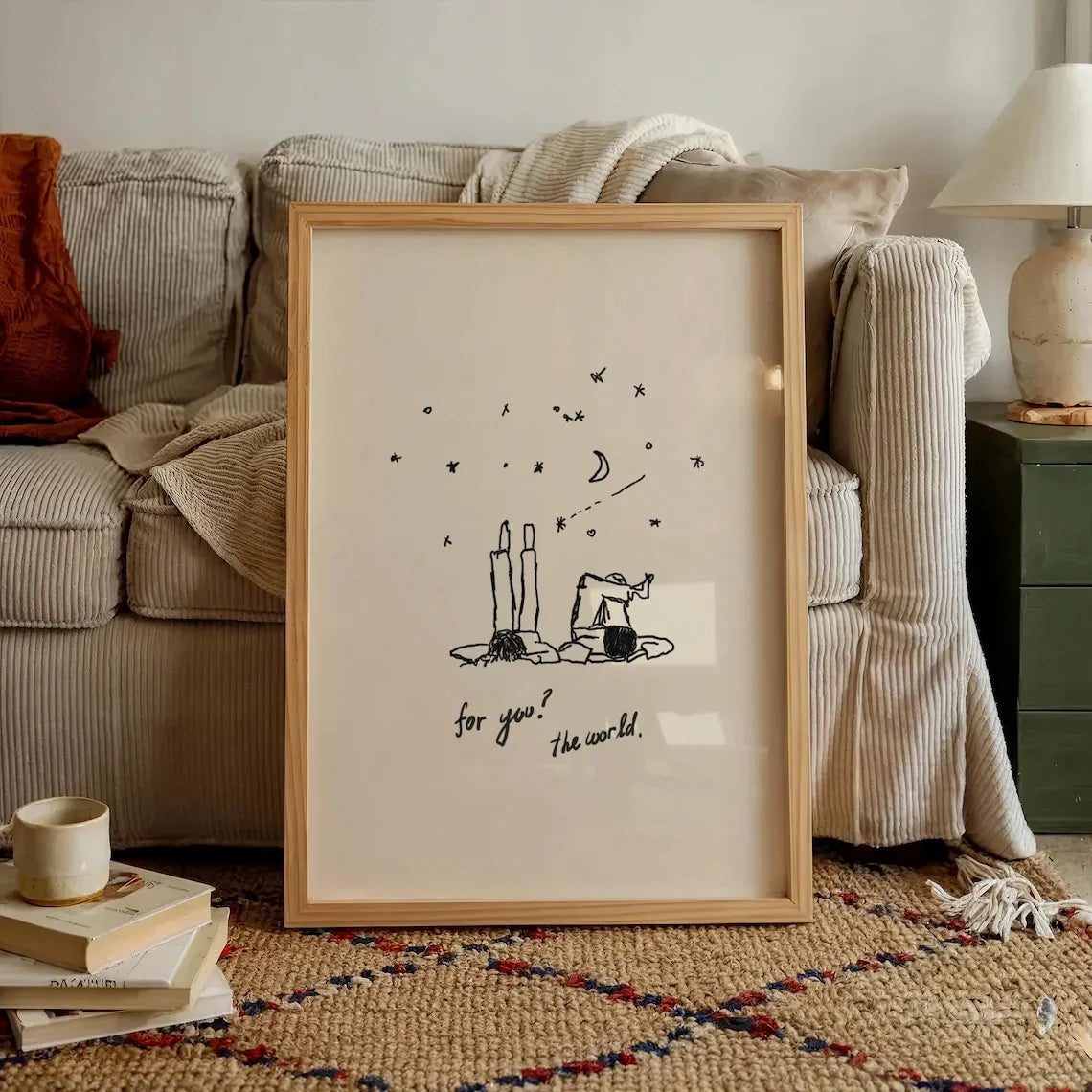 affiche minimaliste for you nature morte encadrée bois beige noir blanc rectangle vertical