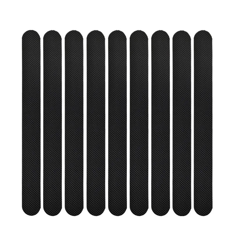 tapis bain antidérapant moderne adhésif blanc rayures horizontales pack 10pcs