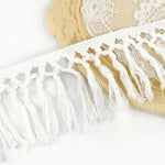 franges macramé blanc noir motifs géométriques boho artisanal 5mètres