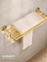 accessoires salle bain doré porte serviettes crochet classique finition antique fixations murales ensemble quincailleries