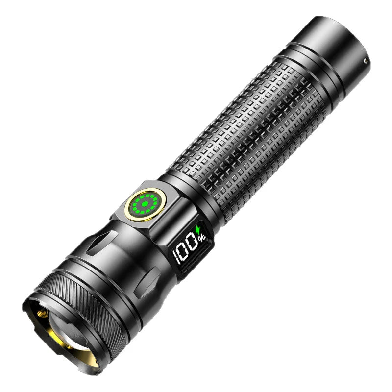 lampe poche led rechargeable écran numérique zoomable 2000 lumens noir tactical camping