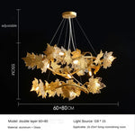 lustre moderne cristal feuilles d'érable organique suspension câbles chambre salon
