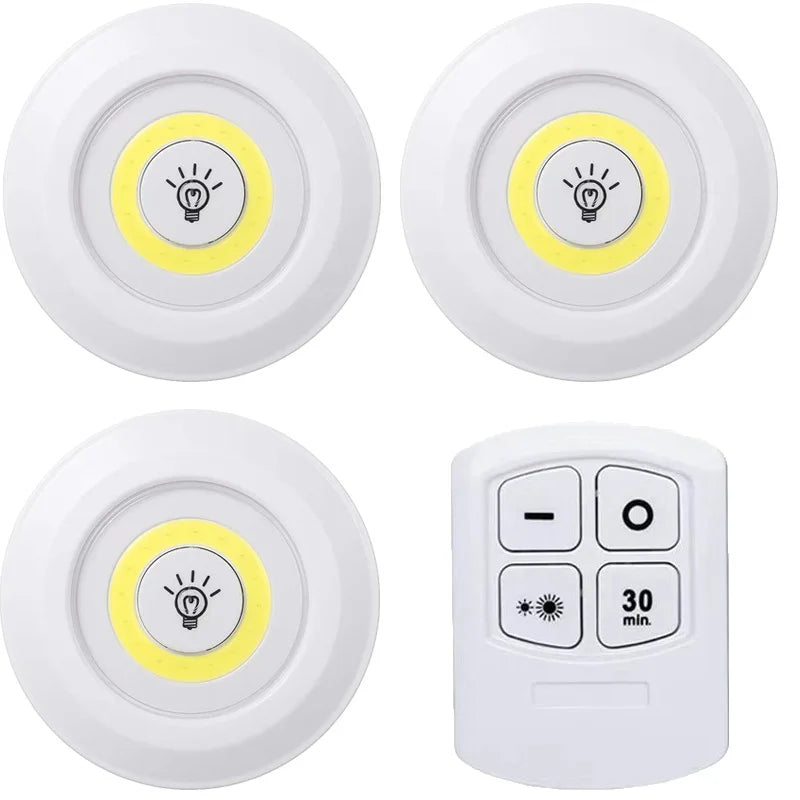 lampe led veilleuse blanc moderne adhésive batterie commandes distante luminosité réglable chambre salle bain