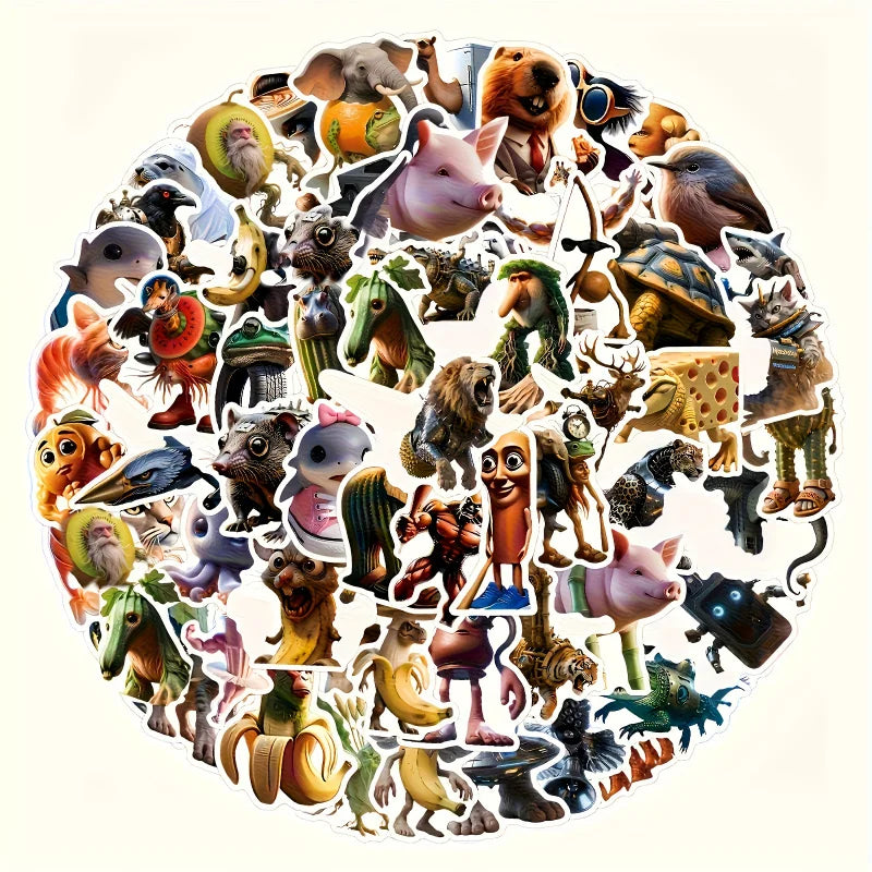 sticker adhésif cartoon animal fruit variés opaques fantasy jeunesse