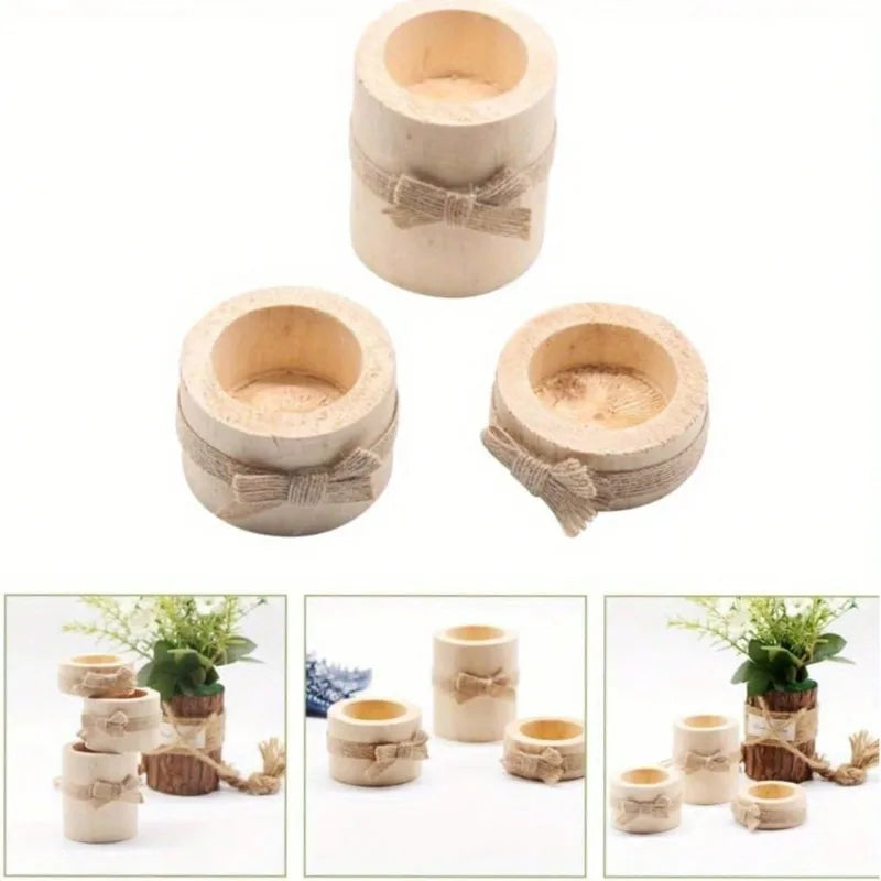 décoration maison bougeoirs bois succulentes pots cylindriques rustiques bohèmes naturels