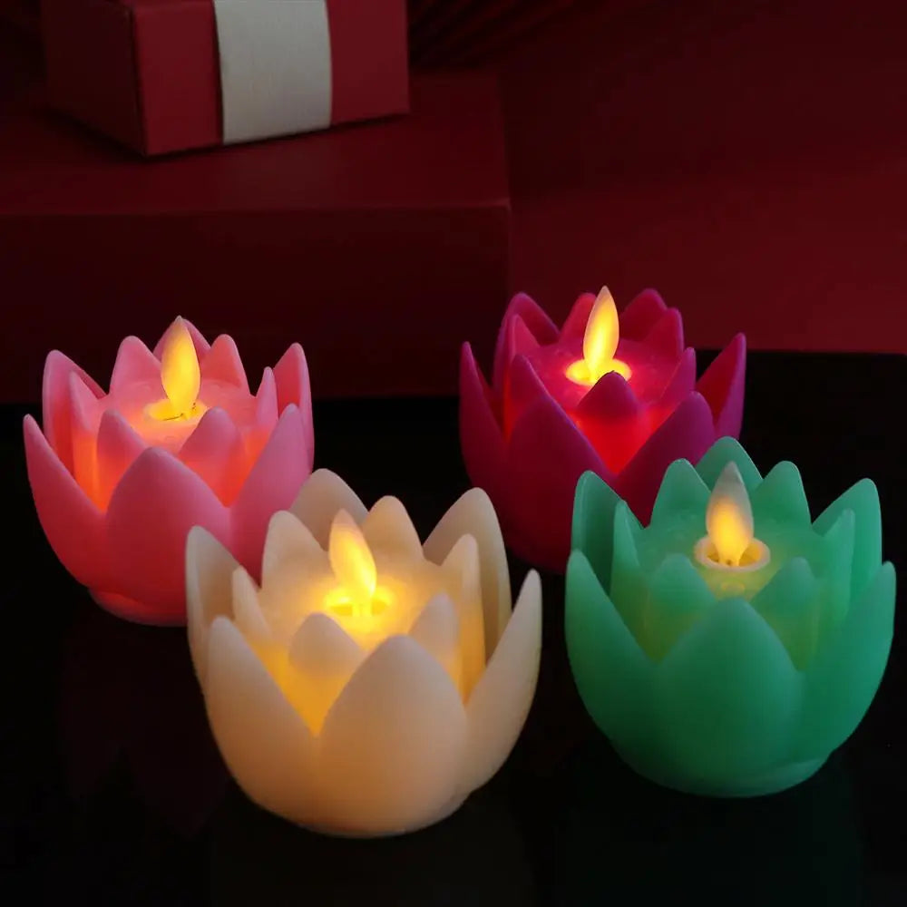 veilleuse led bougie decorative fleur lotus rose blanche verte rouge moderne minimaliste