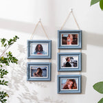 Cadre photo suspendu bleu 4/3/2 - Décoration murale rétro multi-cadre