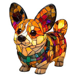 lampe posée chien multicolore mosaïque art deco résine opaque chambre salon