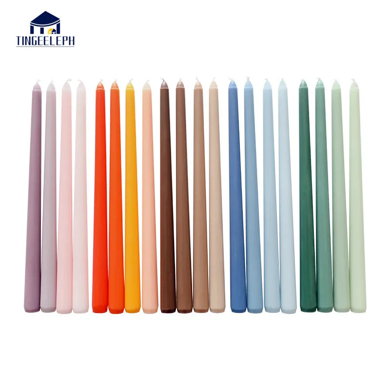 bougie conique grande décoration mariage support métal doré cire paraffine décorative couleur unicolore moderne