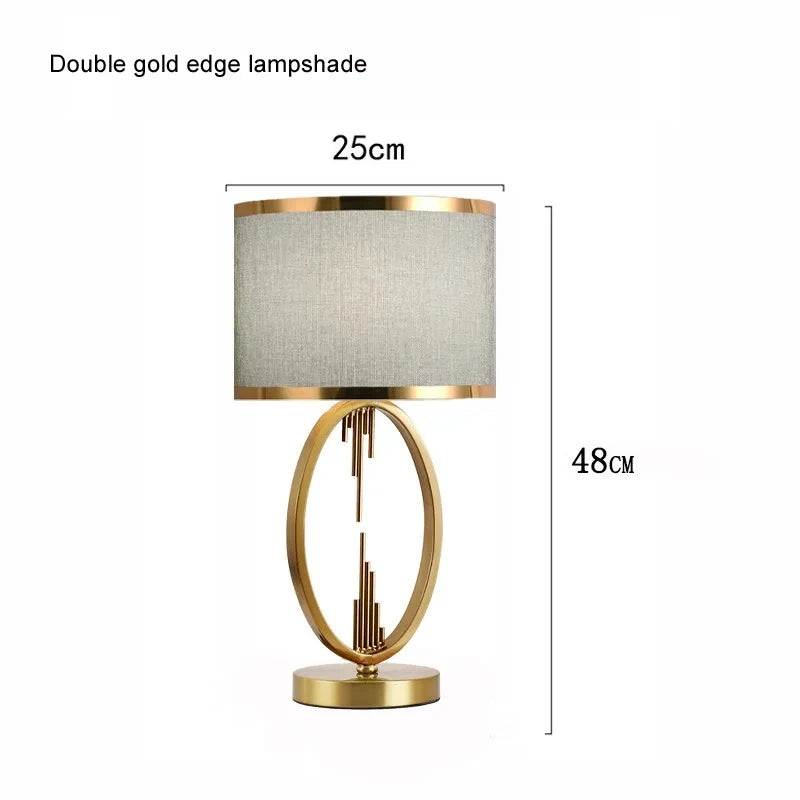 lampe table moderne or abat jour simple élégante barres verticales euro plug chambre coucher