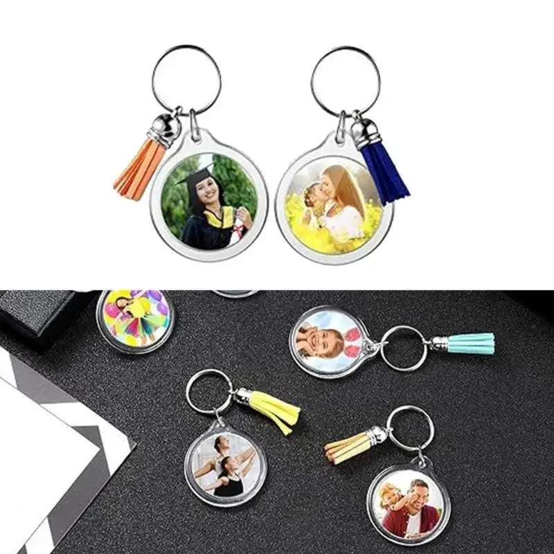 porte clés acrylique transparent moderne anneau métallique tassel 50 pièces