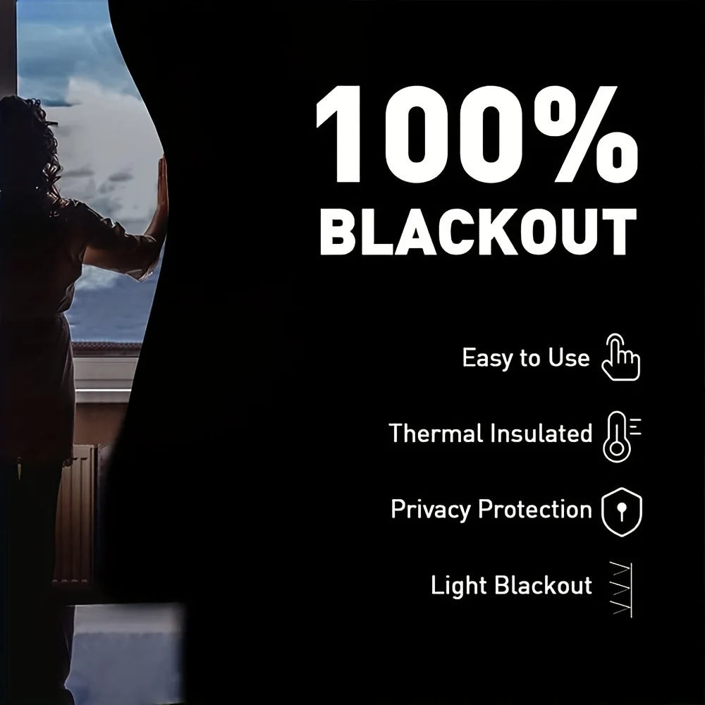 rideau fenêtre noir opaque diy isolation thermique protection uv moderne adhésif chambre maison