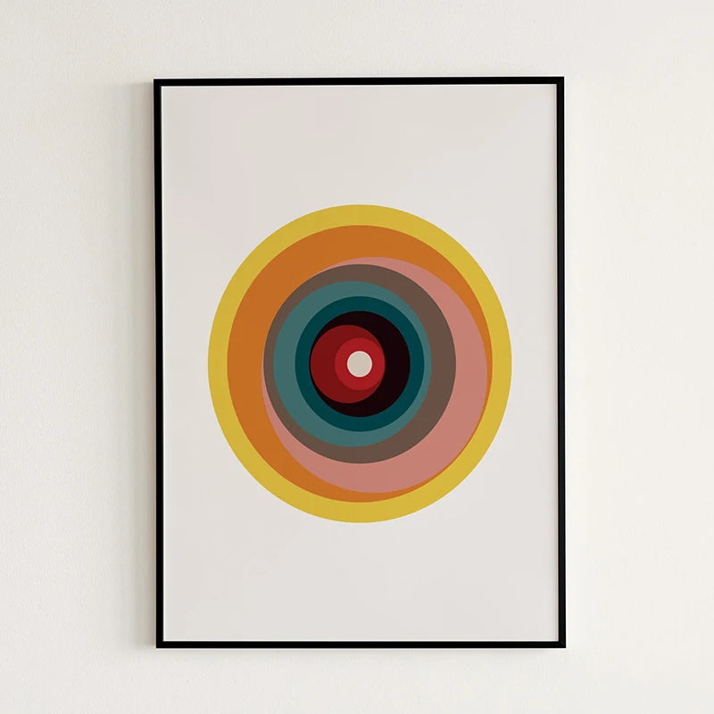 affiches abstraites géométriques cercles concentriques toile minimaliste maison salon opaque vertical