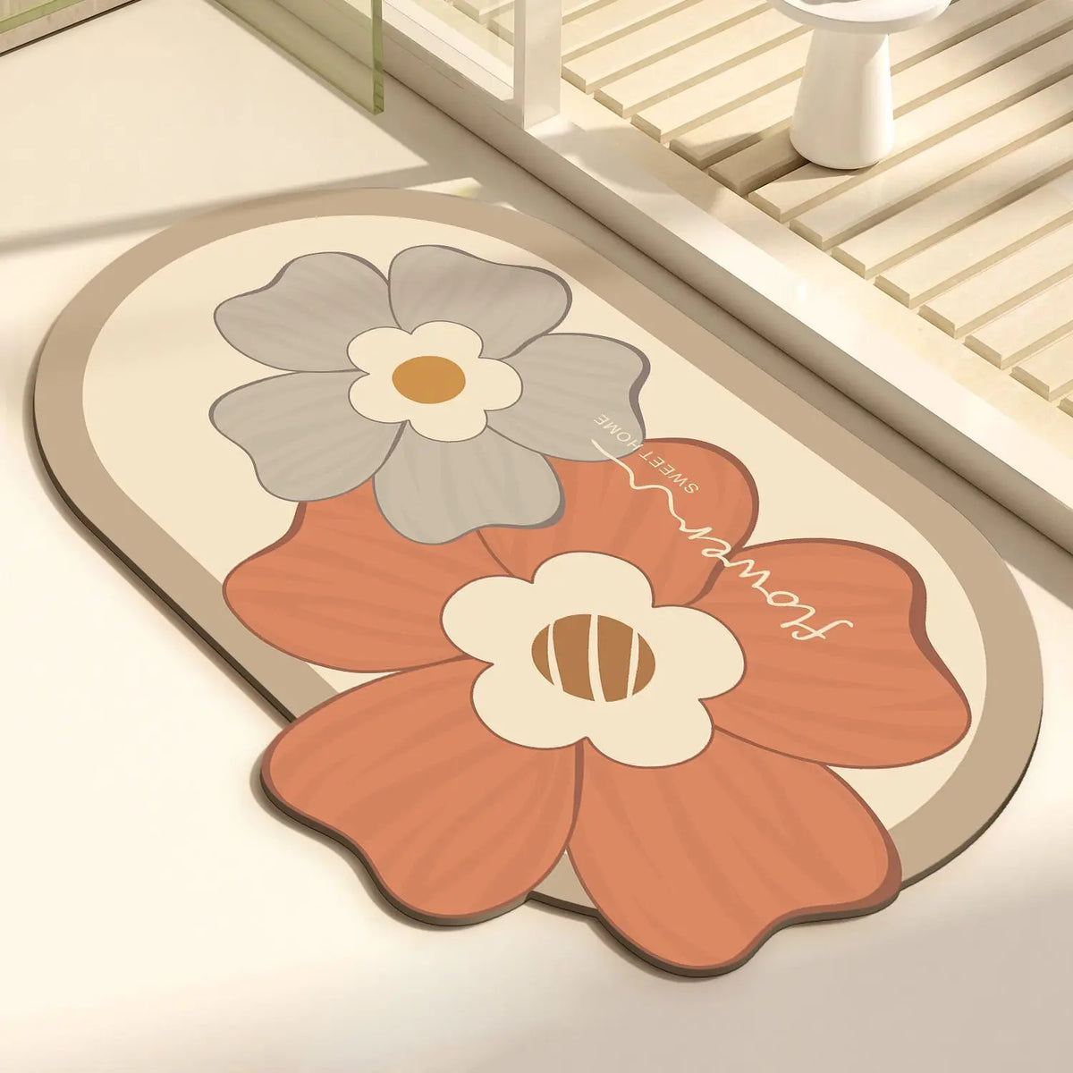 tapis moderne fleurs stylisées antidérapant facile entretien imperméable anti bactéries
