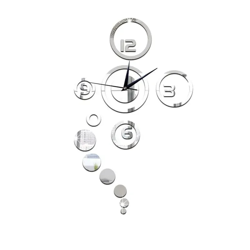 horloge murale moderne chiffres brillants argent doré salon décoration circulaire aiguilles heures