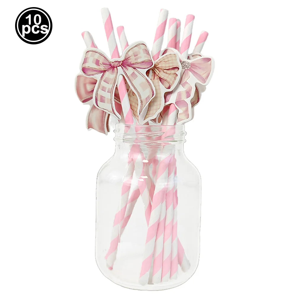 vaisselle jetable rose anniversaire filles assiettes gobelets serviettes nappe motif ruban fête enfant