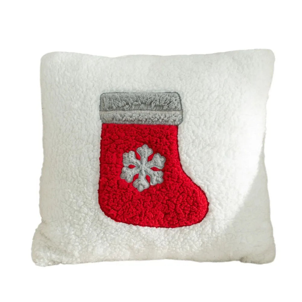 taies d'oreiller noël arbre noël 45cm blanc motifs festifs coussin maison festive decoration intérieure