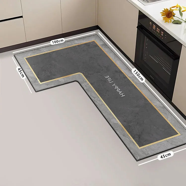 tapis sol moderne gris marbré adhésif salon super absorbant long rectangle