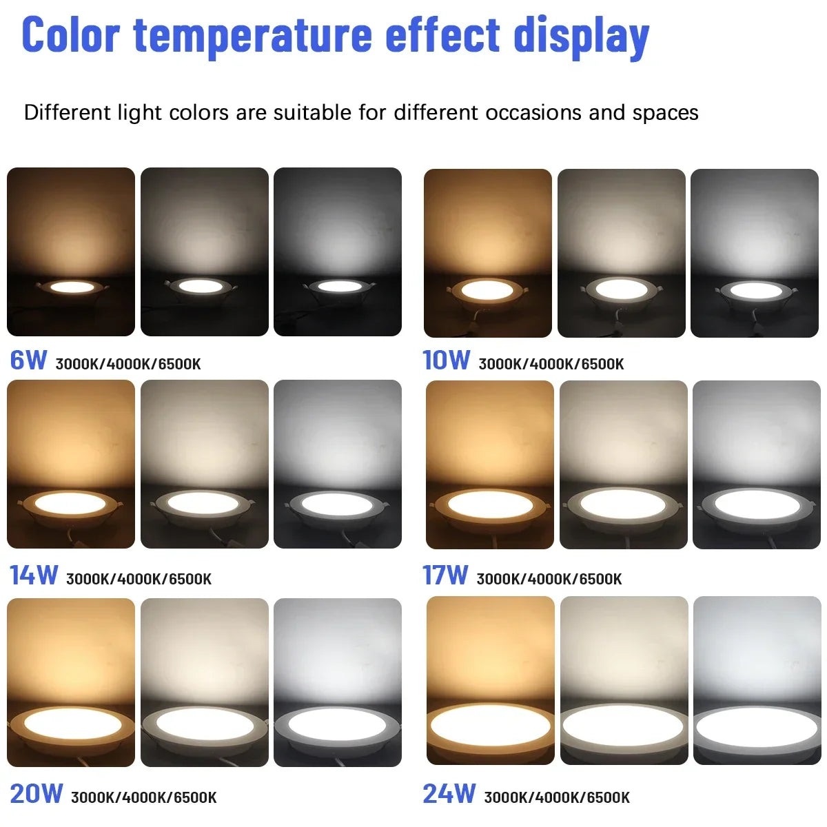 spots led encastrables blancs modernes 120° clips fixation 100lm/w 10w 24w 2.5c 8c