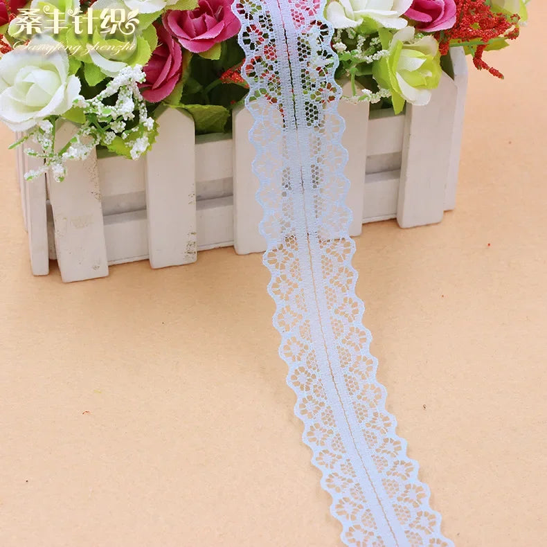 ruban dentelle 30mm violet rose orange bleu noir blanc motifs floraux classique polyester