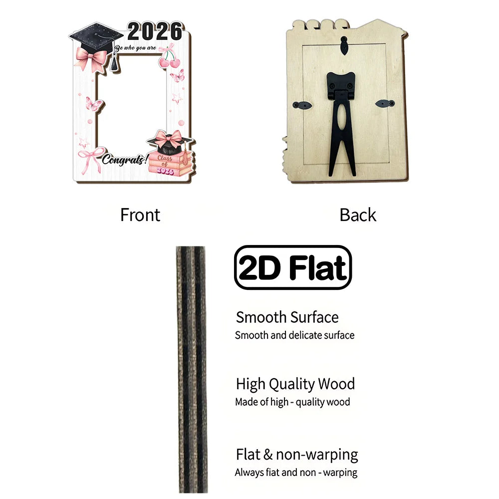 Cadre photo graduation diplômes papillons rubans rose class 2026 congrats end clips moderne chambre