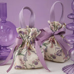 sac bonbons portable toile motif floral ruban blanc réutilisable emballage cadeau mariage anniversaire noël