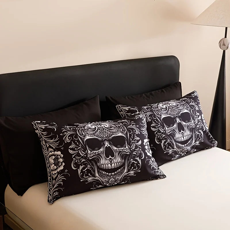 Taies d'oreiller assorties motif crâne victorien