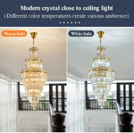 lustre moderne cristal transparent doré géométrique salon hall d'hôtel suspension luxueuse