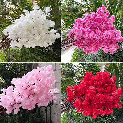 Branche de fleur de cerisier artificielle en soie gris foncé